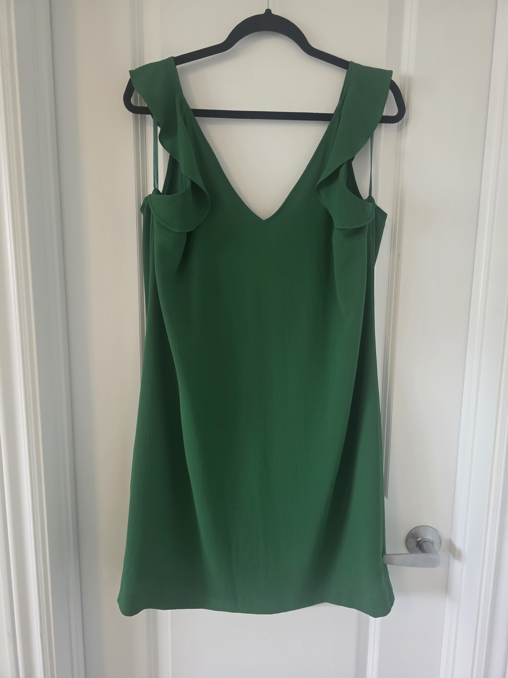 RW&CO. Emerald Green V-Neck Ruffle Strap Dress